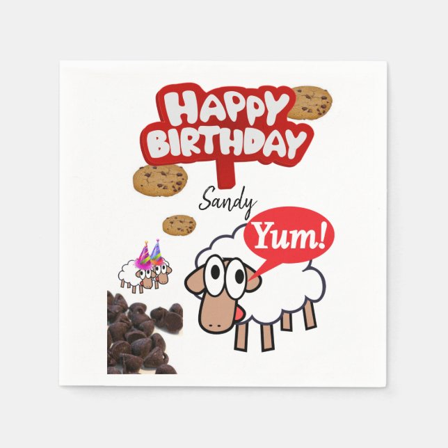 Guardanapo De Papel Feliz Aniversário, Napkins, Lamb (Frente)