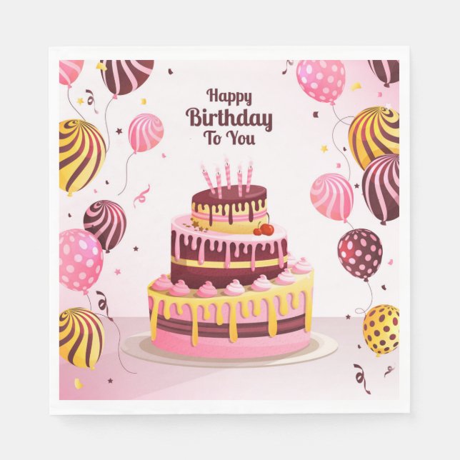 Guardanapo De Papel Feliz Aniversário Para Você (Frente)