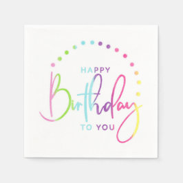 Guardanapo De Papel Feliz Aniversário Para Você Cores Arco-Íris