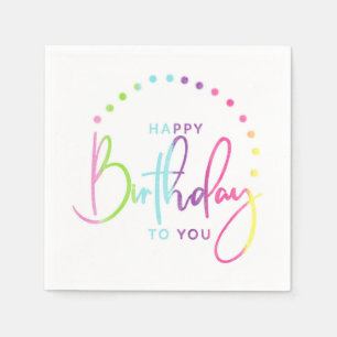 Guardanapo De Papel Feliz Aniversário Para Você Cores Arco-Íris