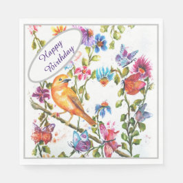 Guardanapo De Papel Feliz Aniversário Pássaro Amarelo