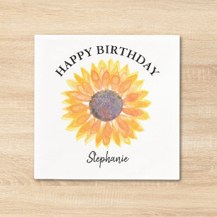 Guardanapo De Papel Feliz Aniversário Personalizado Amarelo de Sol