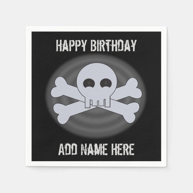 Guardanapo De Papel Feliz Aniversário Personalizado Caveira Napkins (Frente)