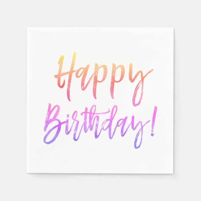 Guardanapo De Papel Feliz aniversário Rainbow Ombre Napkins (Frente)