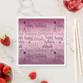 Guardanapo De Papel Feliz Aniversário Rosa Ombre