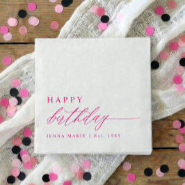 Guardanapo De Papel Feliz Aniversário Rosa Simples e Elegante