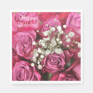 Guardanapo De Papel Feliz aniversário Rose Bouquet