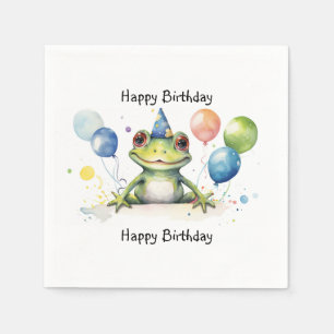 Guardanapo De Papel Feliz Aniversário, sapo bonitinho e caprichoso com