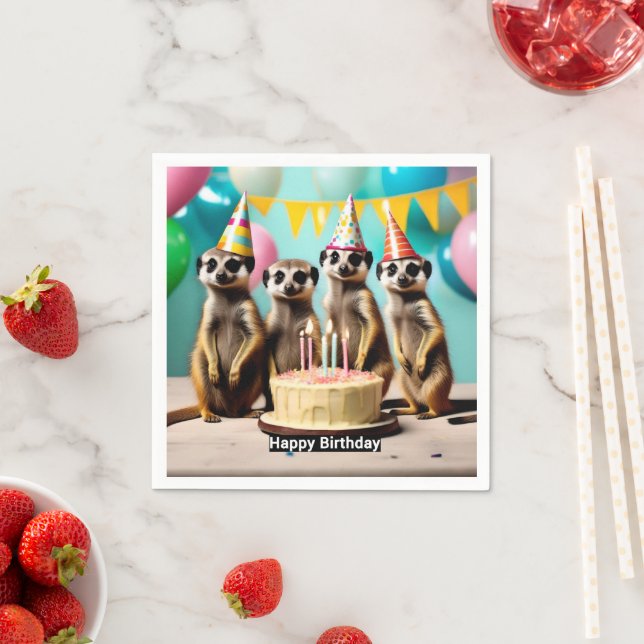 Guardanapo De Papel Feliz Aniversário Suricata, (Insitu)