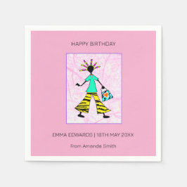 Guardanapo De Papel Feliz aniversário, Trendy e Mulher Elegante