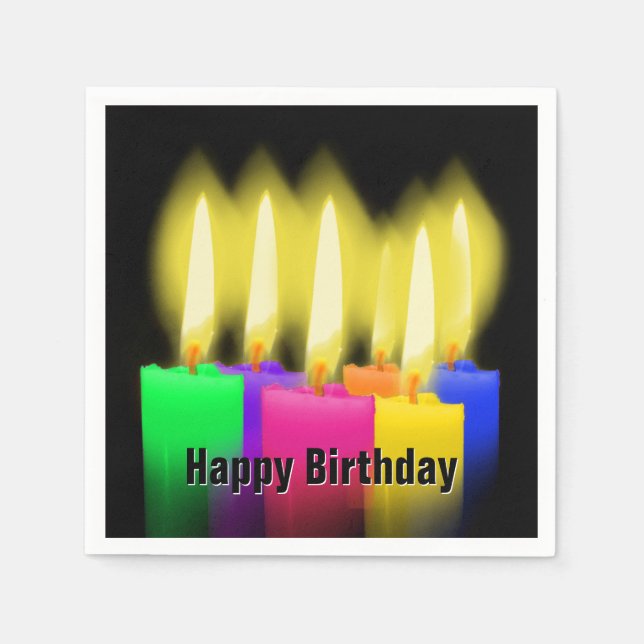 Guardanapo De Papel Feliz Aniversário Velas de Preto (Frente)