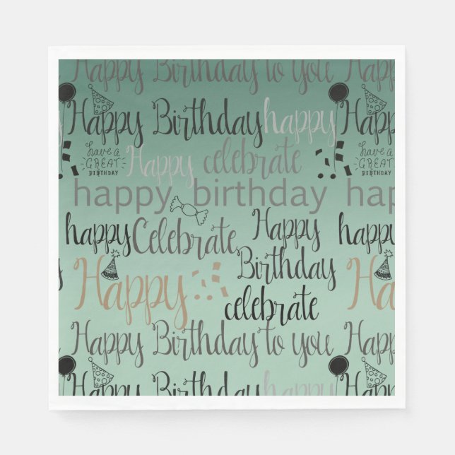 Guardanapo De Papel Feliz Aniversário Verde (Frente)