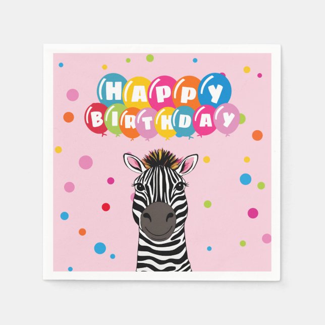 Guardanapo De Papel Feliz Aniversário Zebra (Frente)