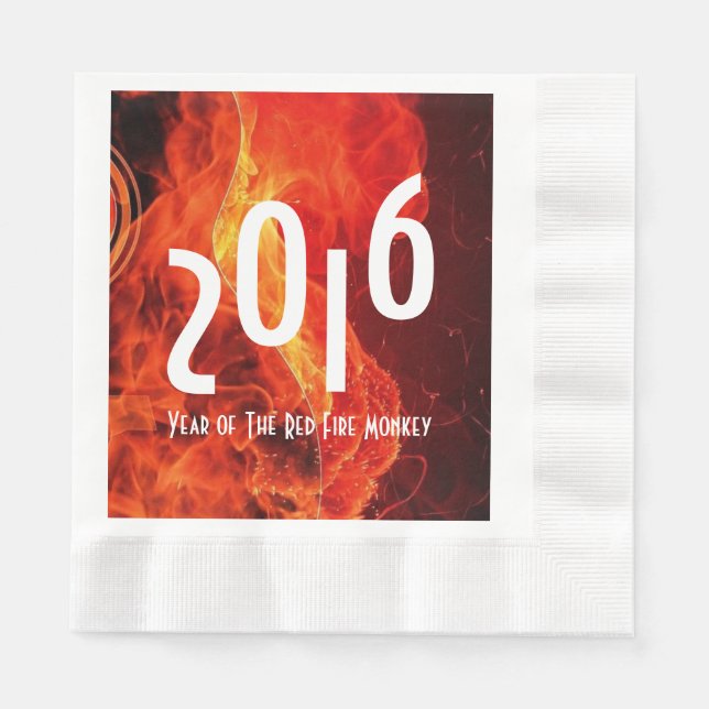 Guardanapo De Papel Feliz ano novo 2016 Ano do Macaco-Fogo Vermelho (Frente)
