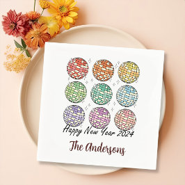 Guardanapo De Papel Feliz ano novo 2024 Bola Disco Ano Novo