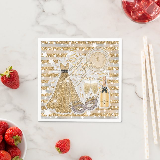 Guardanapo De Papel Feliz Ano Novo Dourado  (Insitu)