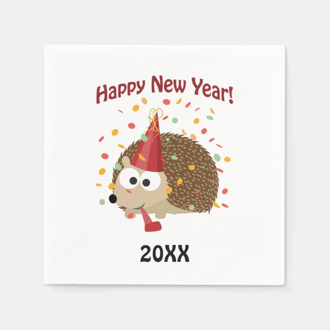 Guardanapo De Papel Feliz ano novo! Hedgehog (Frente)