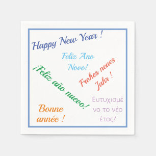 Guardanapo De Papel Feliz ano novo moderno em diferentes idiomas