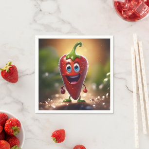 Guardanapo De Papel Feliz Bean Chili Animado 3D,