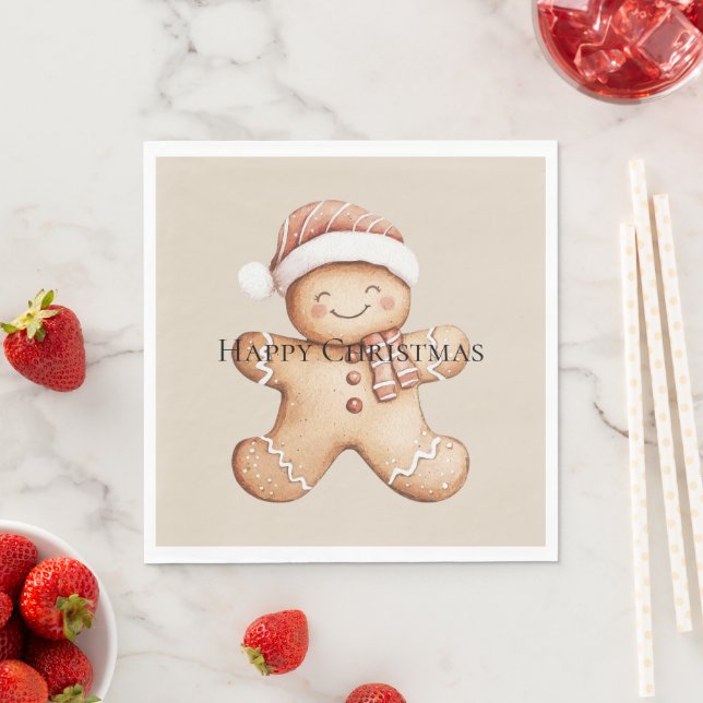 Guardanapo De Papel Feliz biscoito Gingercake com Santa Hat (Insitu)