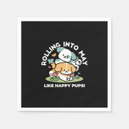 Guardanapo De Papel Feliz Cachorro A Cair Em Maio - Arte Canina Kawaii