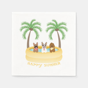 Guardanapo De Papel Feliz Cães de Verão Nadando Piscina