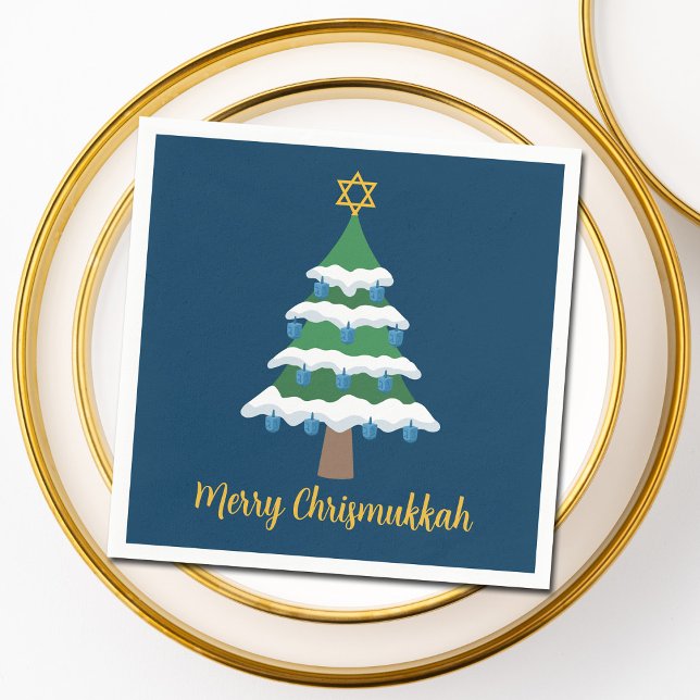 Guardanapo De Papel Feliz Chrismukkah Cute Hanukkah Árvore de Natal (Criador carregado)