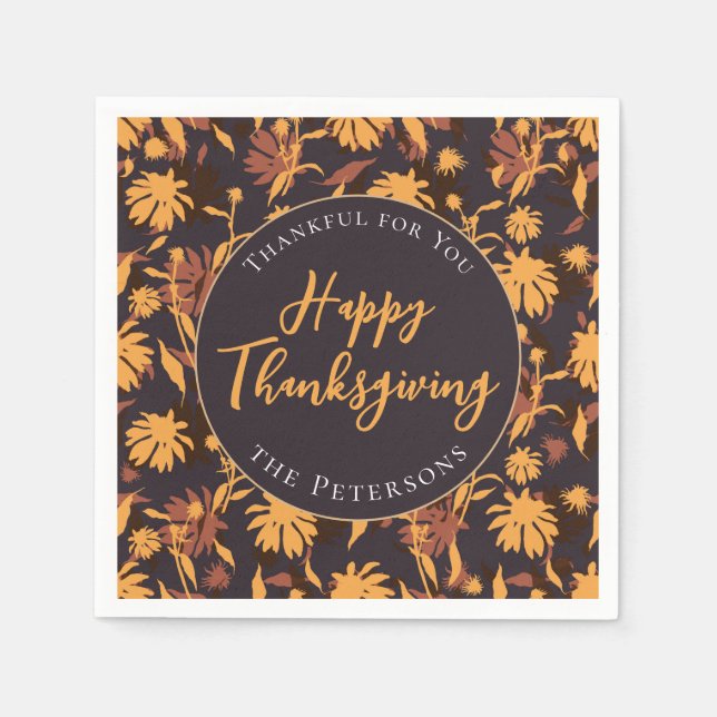 Guardanapo De Papel Feliz Conversor de Ação de Graças Moderno Elegante (Frente)