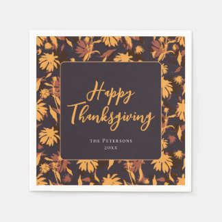 Guardanapo De Papel Feliz Conversor de Ação de Graças Moderno Elegante