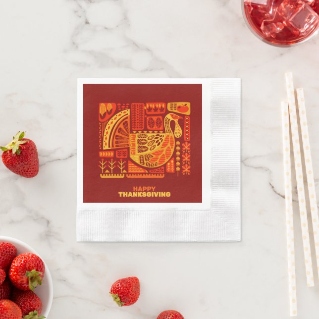 Guardanapo De Papel Feliz coquetel Geométrico de Ação de Graças (Insitu)