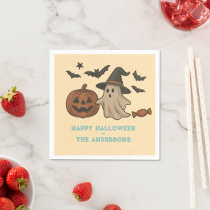 Guardanapo De Papel Feliz Dia das Bruxas - Fantasmas, Morcegos e Doces