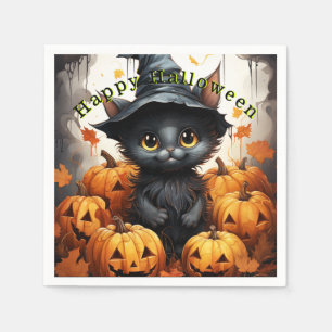 Guardanapo De Papel Feliz Dia das Bruxas Gatos Pretos Abóboras