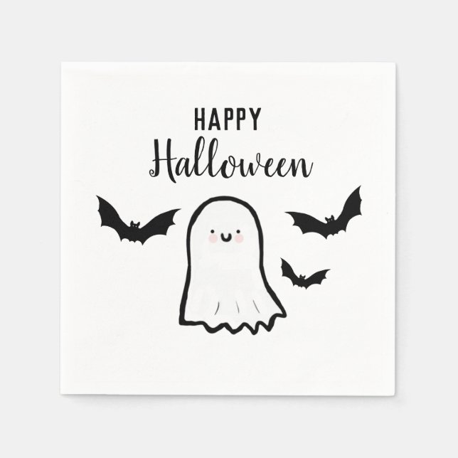 Guardanapo De Papel Feliz Dia das Bruxas Ghost Bats (Frente)
