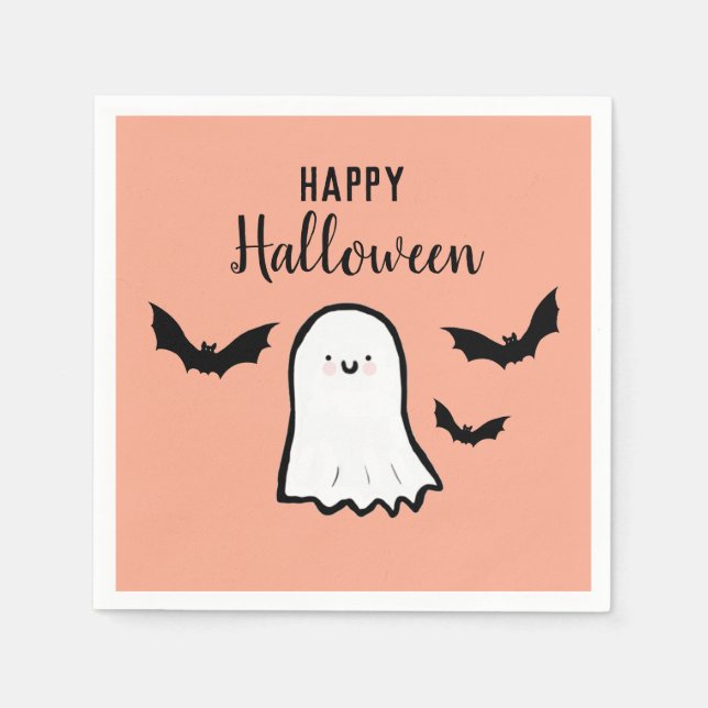 Guardanapo De Papel Feliz Dia das Bruxas Ghost Bats (Frente)