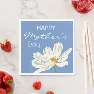 Guardanapo De Papel Feliz Dia das Mães Flor Artístico Branco