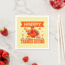 Guardanapo De Papel Feliz Dia de Ação de Graças à Turquia com Pie Pequ