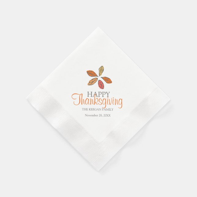 Guardanapo De Papel Feliz dia de ação de graças folhas laranja guardan (Canto)