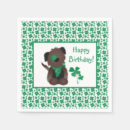 Guardanapo De Papel Feliz Dia de Aniversário Cachorro Verde