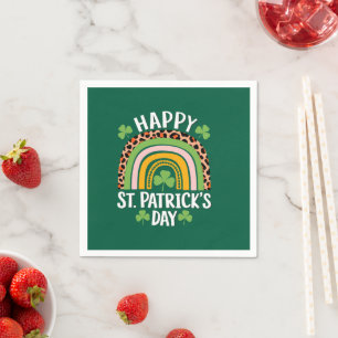 Guardanapo De Papel Feliz Dia de São Patrício Arco-íris Trevo