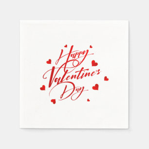 Guardanapo De Papel Feliz Dia dos Namorados Tipografia Vermelha e Cora