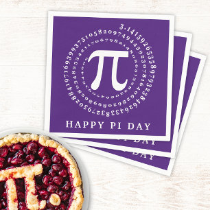Guardanapo De Papel Feliz Dia Pi 3.14 Número Espiral Roxo