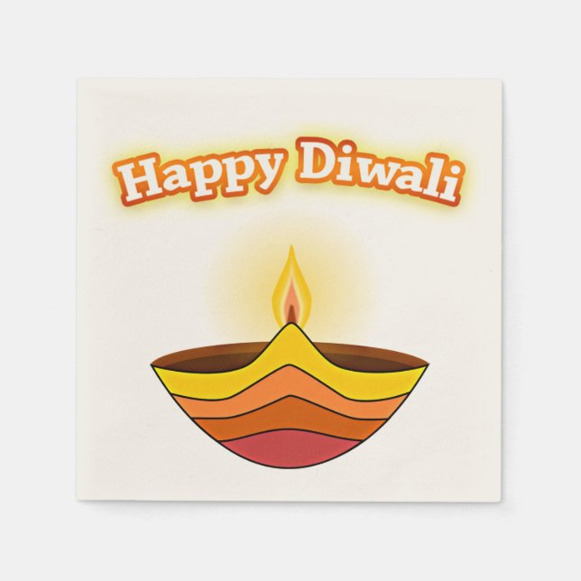 Guardanapo De Papel Feliz Diwali e lâmpada Diya (Frente)