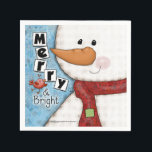 Guardanapo De Papel Feliz e Bright Christmas Snowman e Red Bird<br><div class="desc">Este design de Natal é uma pintura digital mestiça que apresenta um bonitinho bonitinho bonitinho com um padrão de gingham. Ele veste um nariz grande de cenoura e um cachecol vermelho com uma colagem de letras e uma mancha verde costurada no lugar. Um passarinho vermelho passa como se cumprimentasse seu...</div>