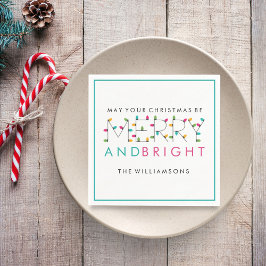 Guardanapo De Papel Feliz e Brilho Luzes de Árvore de Natal Festiva