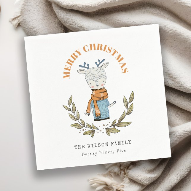 Guardanapo De Papel Feliz e Engraçado Suéter Leafy Reindey Natal (Criador carregado)