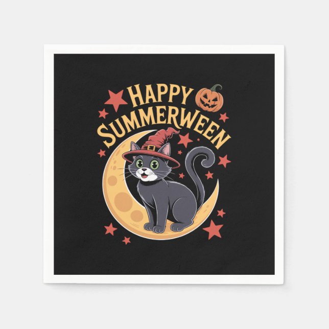 Guardanapo De Papel Feliz e Engraçado Summerentre Black Cat (Frente)