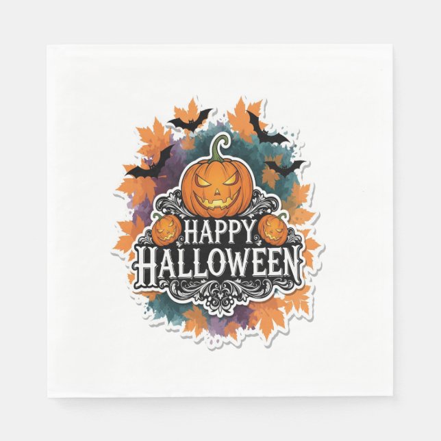 Guardanapo De Papel Feliz e Feliz Halloween (Frente)