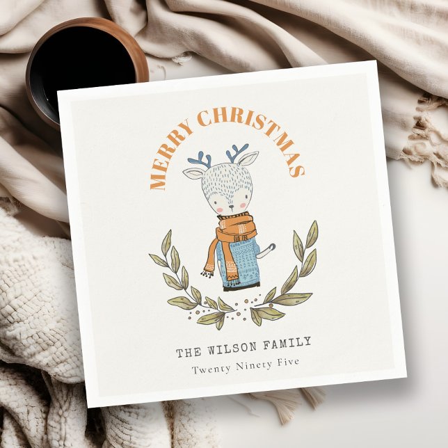 Guardanapo De Papel Feliz e Feliz Suéter Leafy Reindey Natal (Criador carregado)