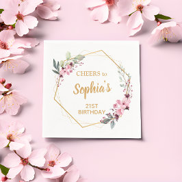 Guardanapo De Papel Feliz Festa de aniversário de 21 anos de Cerejeira