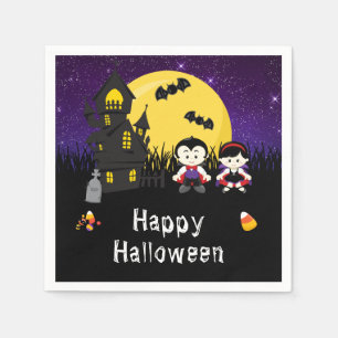 Guardanapo De Papel Feliz Festa de Halloween Vampiros Roxo